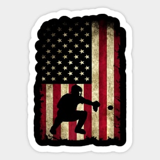 Baseball Catchers Gear Shirt USA American Flag Baseballin Sticker